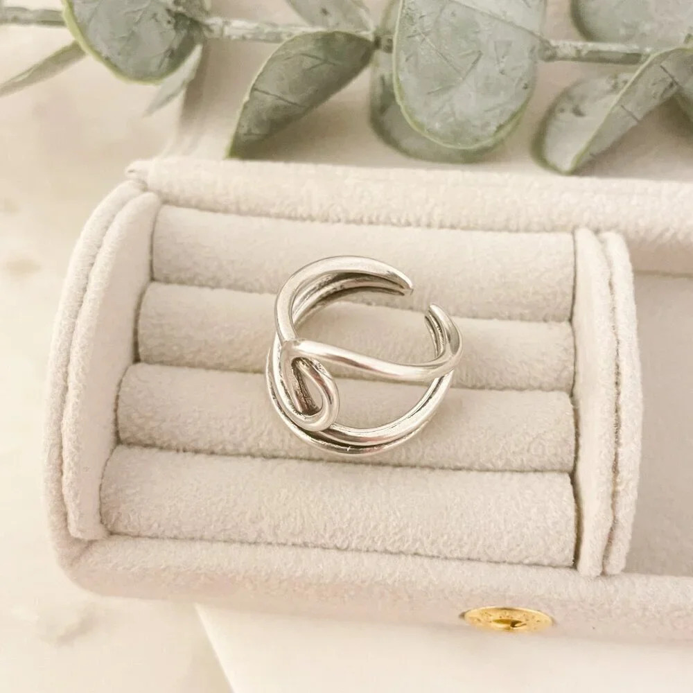 925 Sterling Silver Big Knot Statement Ring Dainty Adjustable Ring - Picture 5 of 10